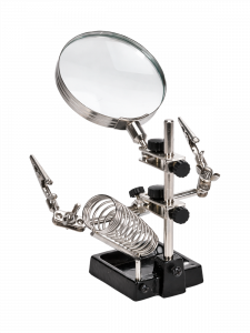 Третья рука для пайки, универсальный держатель на подставке с лупой 2 руки Орбита OT-INL02